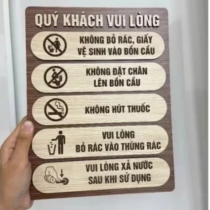 Alternative view of Bảng Thông Báo Nội Quy Toilet Bằng Gỗ In Uv Decor Không Gian Độc Đáo