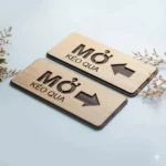 Biển Chỉ Dẫn Đóng Mở Cửa Gỗ 2 Lớp Khắc Âm Decor Quán Cafe, Spa | Sang Trọng - Bền Bỉ