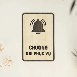 Biển Gỗ "Vui Lòng Bấm Chuông" Vintage Khắc Laser Khai Sáng Không Gian Quán Cafe, Homestay