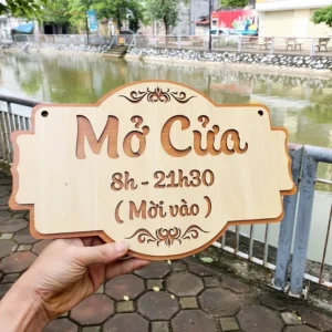 Alternative view of Bảng Giờ Hoạt Động Bằng Gỗ Cao Cấp - Biển Treo Cửa Shop Đẹp Sang Trọng